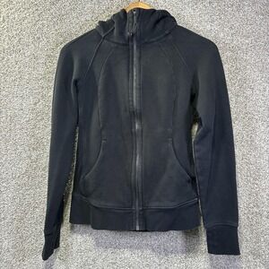 Lululemon Hoodie Womens 6 Black Scuba Full Zip Fleece Thumbholes Athletic Jacket